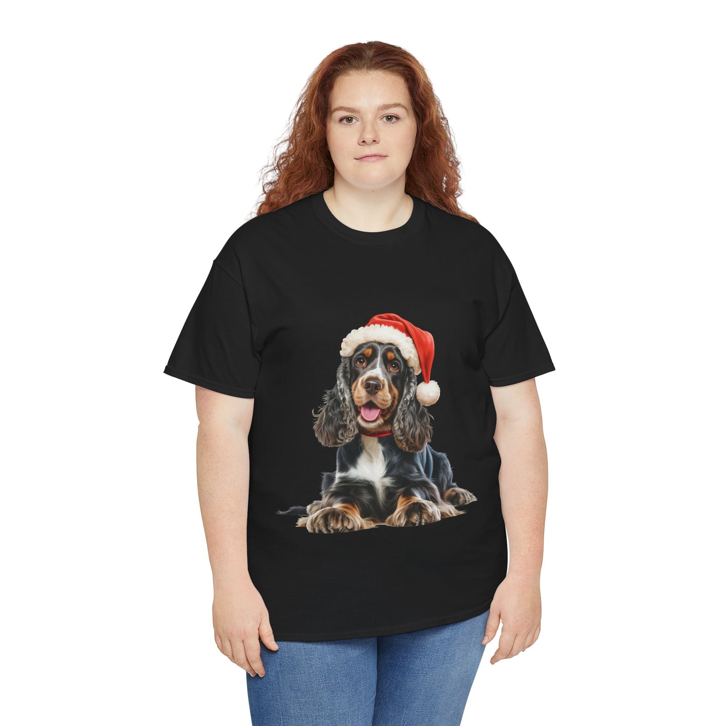 Cocker Spaniel Cheer! T-Shirt, Festive Black & Tan Cocker Spaniel Dog Christmas Tee, Cute Pet Lover Shirt, Holiday Apparel, Great Gift for Dog Owners
