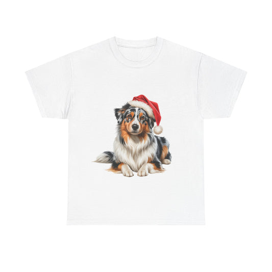 Santa's little Aussie Shepherd T-Shirt, Festive Aussie Shepherd Dog Christmas Tee, Cute Pet Lover Shirt, Holiday Apparel, Great Gift for Dog Owners, Preppy Style Top