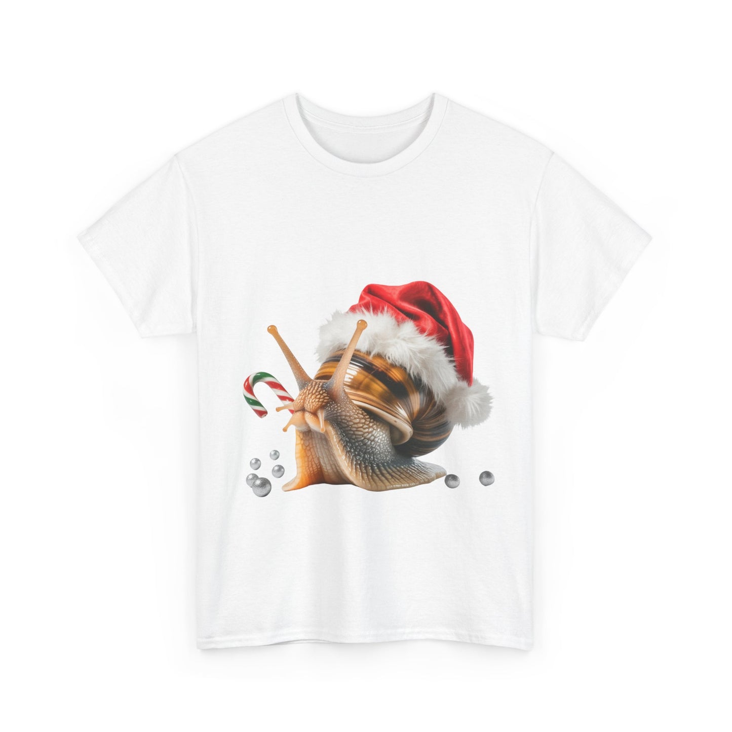 Christmas Snail T-Shirt — Cute Santa Hat Snail with Candy Cane Holiday Tee