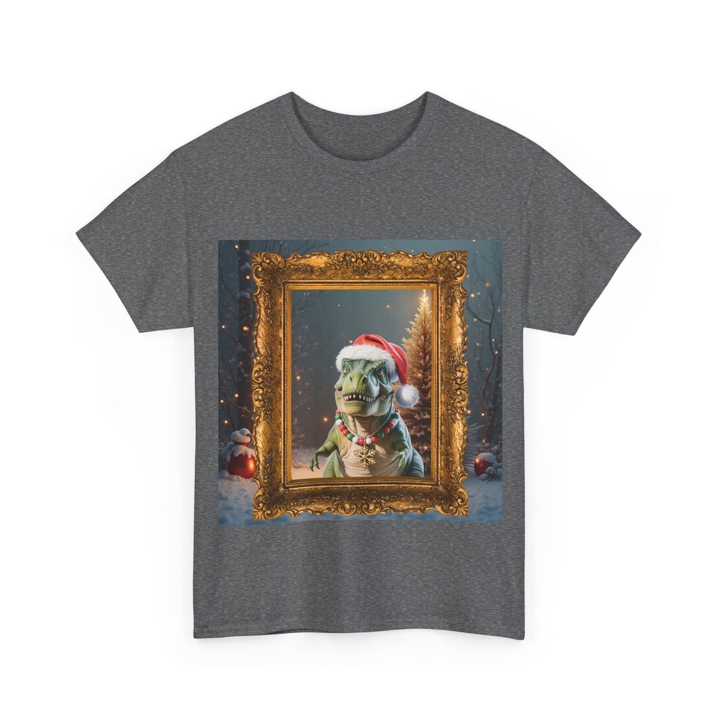 Christmas Dino Tee — Festive T-Rex in Santa Hat Graphic Shirt