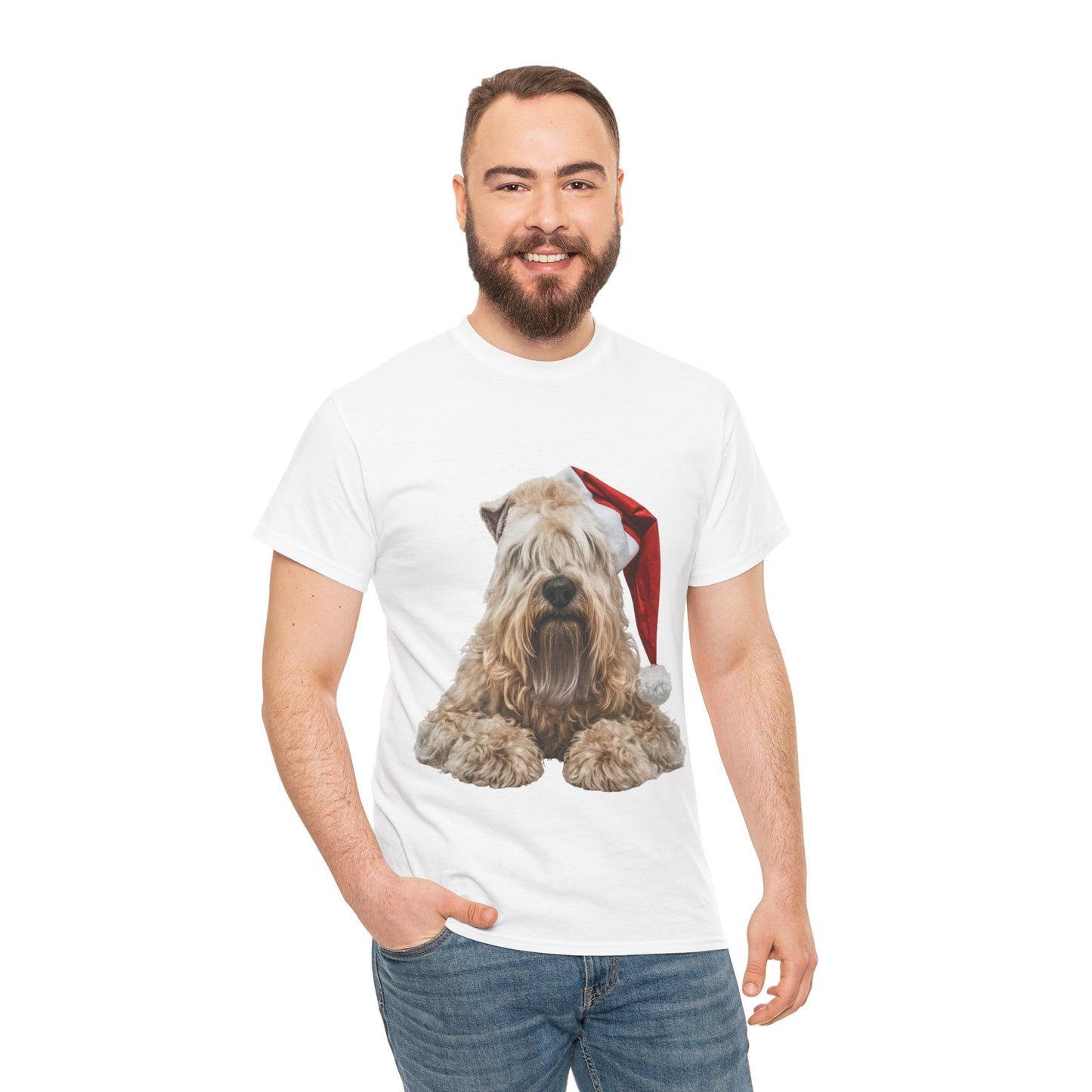 Wheaten Terrier Christmas Tee - Dog in Santa Hat Holiday T-Shirt