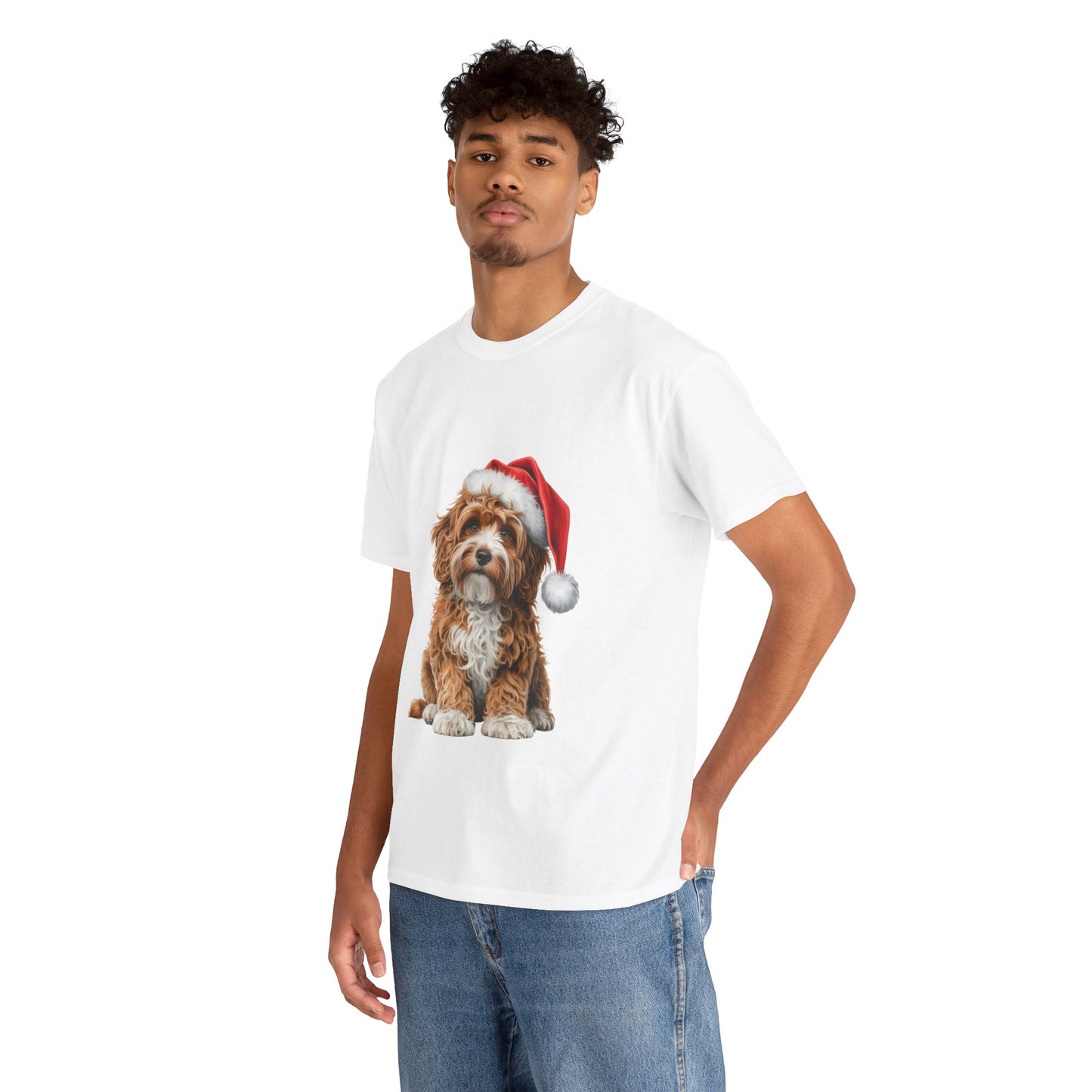 Copy of Christmas Puppy Tee — Dog in Santa Hat Holiday T-Shirt