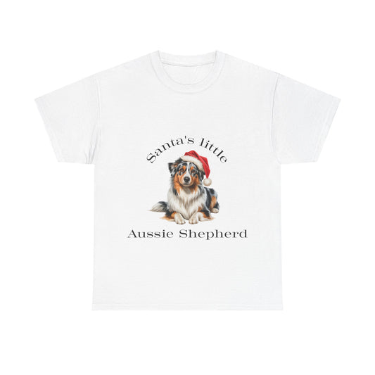Santa's little Aussie Shepherd T-Shirt, Festive Aussie Shepherd Dog Christmas Tee, Cute Pet Lover Shirt, Holiday Apparel, Great Gift for Dog Owners