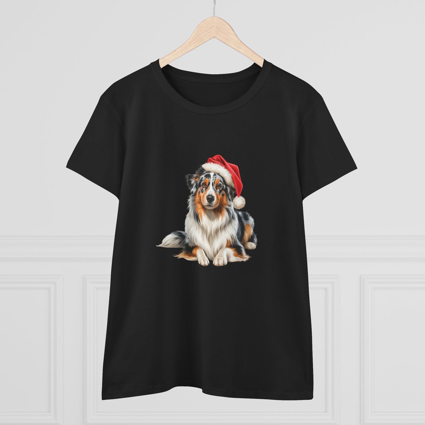 Santa's little Aussie Shepherd T-Shirt, Festive Aussie Shepherd Dog Christmas Tee, Cute Pet Lover Shirt, Holiday Apparel, Great Gift for Dog Owners, Preppy Style Top