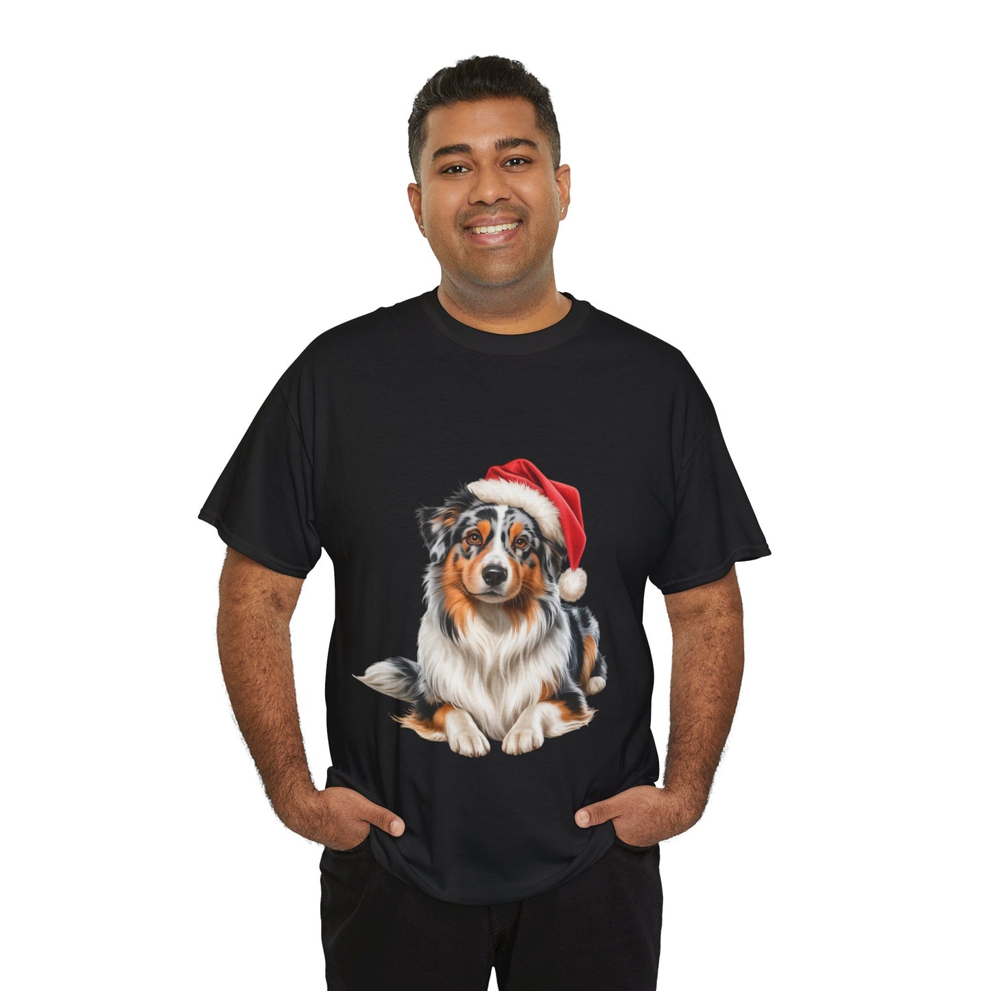 Santa's little Aussie Shepherd T-Shirt, Festive Aussie Shepherd Dog Christmas Tee, Cute Pet Lover Shirt, Holiday Apparel, Great Gift for Dog Owners, Preppy Style Top