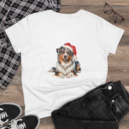 Santa's little Aussie Shepherd T-Shirt, Festive Aussie Shepherd Dog Christmas Tee, Cute Pet Lover Shirt, Holiday Apparel, Great Gift for Dog Owners, Preppy Style Top