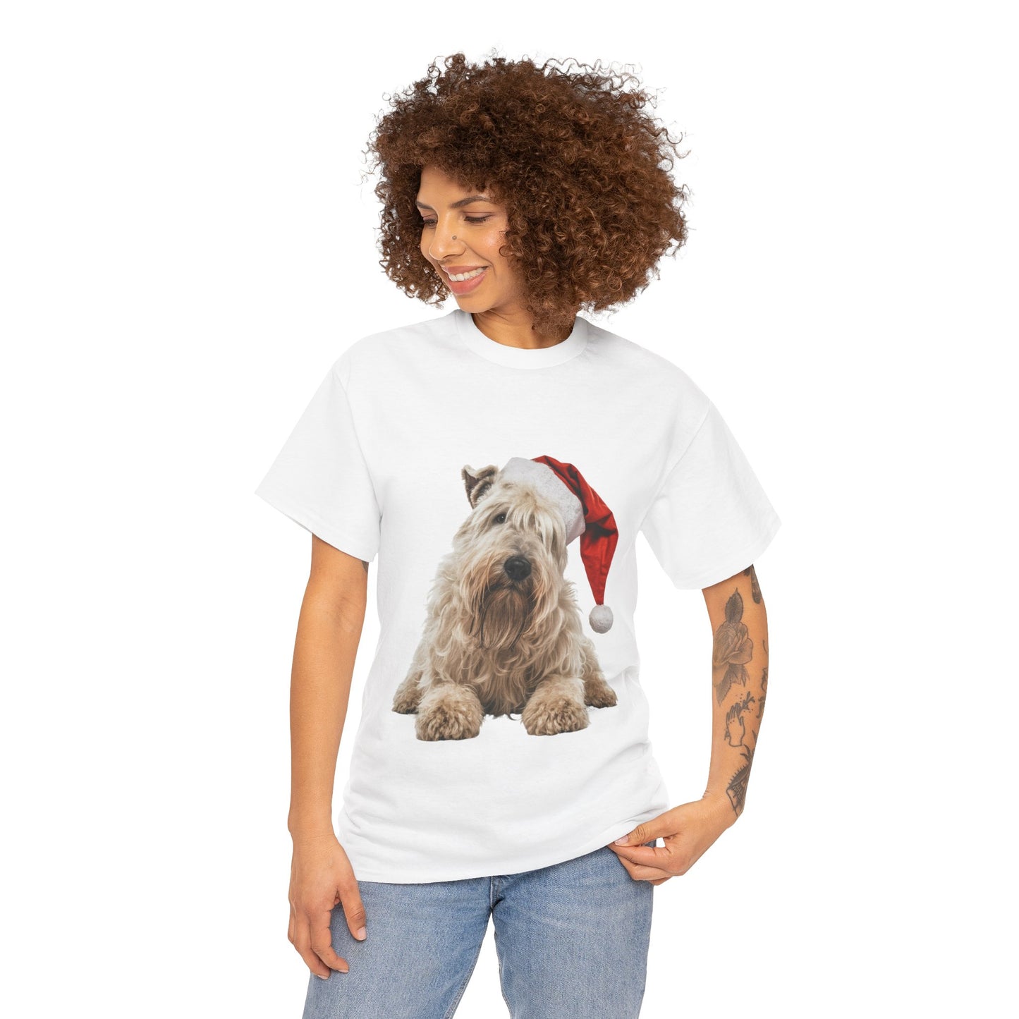 Christmas Wheaten Terrier T-Shirt – Dog with Santa Hat Holiday Tee