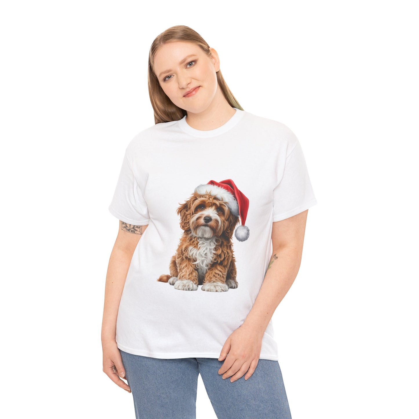 Copy of Christmas Puppy Tee — Dog in Santa Hat Holiday T-Shirt
