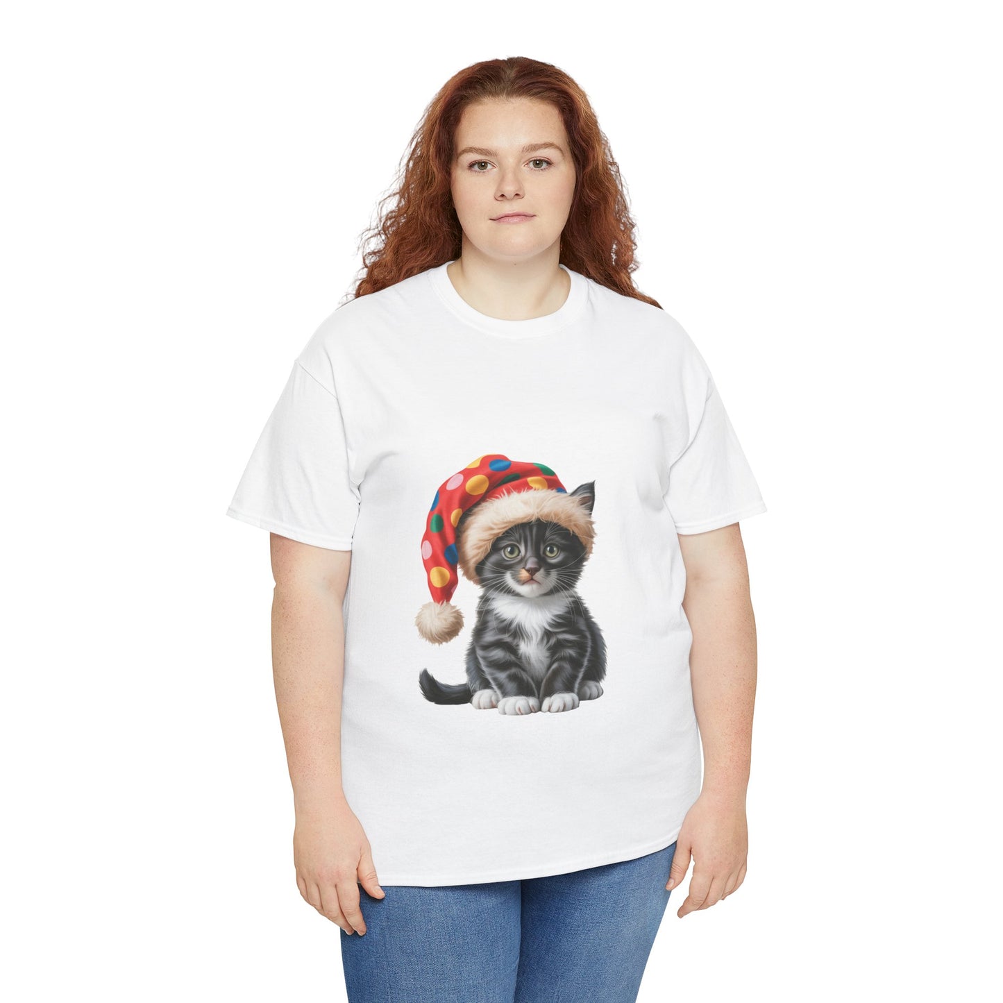 Kitten in Santa Hat T-Shirt - Cute Christmas Cat Holiday Tee