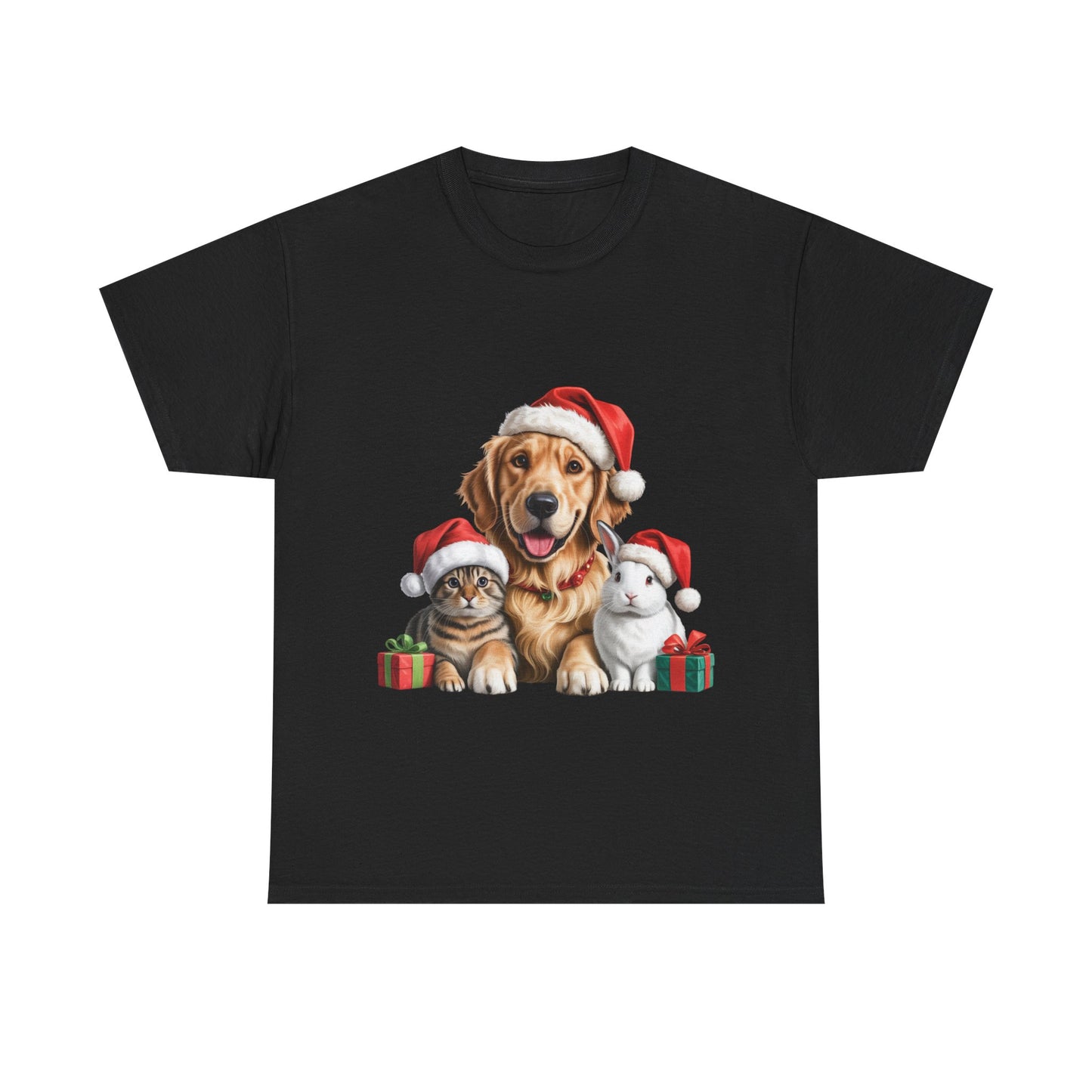 Furry Friends Christmas T-Shirt, Festive Labrador Tabby Rabbit Dog Christmas Tee, Cute Pet Lover Shirt, Holiday Apparel, Great Gift for Dog Owners