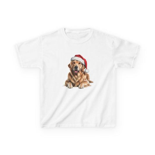 Kids Golden Retriever Christmas Dog T-Shirt, Festive Golden Retriever Dog Kids Christmas Tee, Cute Pet Lover Shirt, Holiday Apparel, Great Gift for Dog Owners