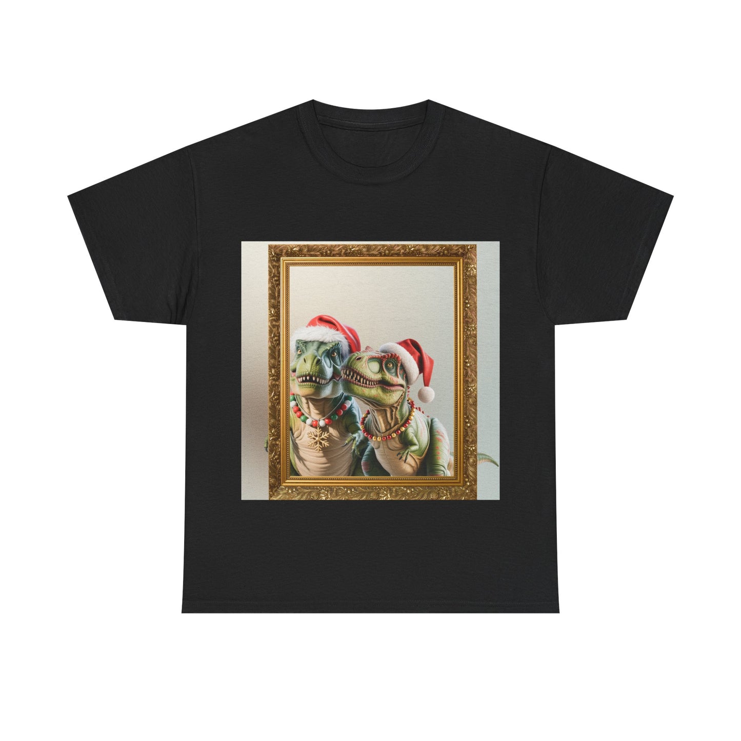 Christmas Mr & Mrs T-Rex T-Shirt — Festive T-Rex in Santa Hat with Presents