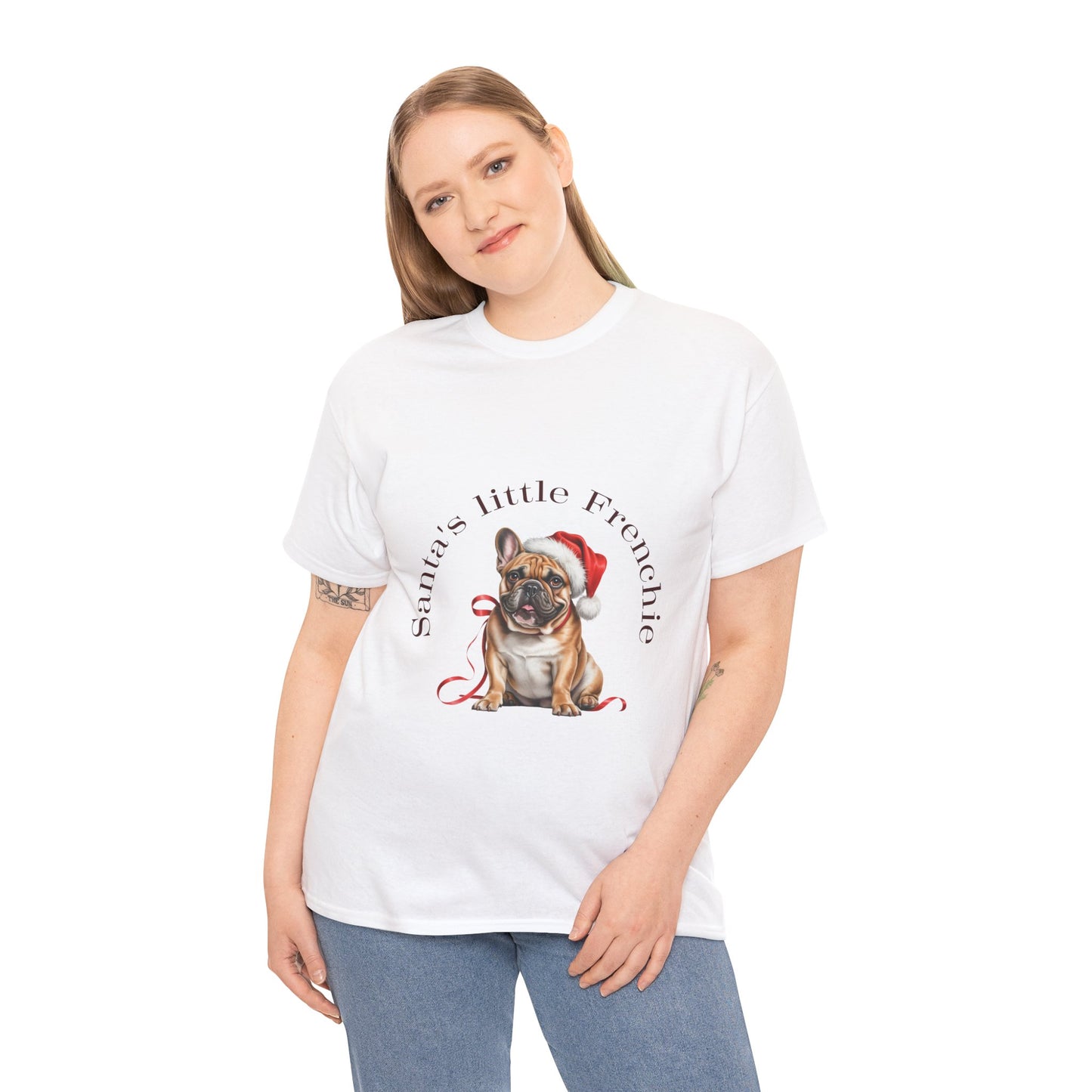 Santa's little Frenchie T-Shirt, Festive French Bulldog Dog Christmas Tee, Cute Pet Lover Shirt, Holiday Apparel, Great Gift for Dog Owners