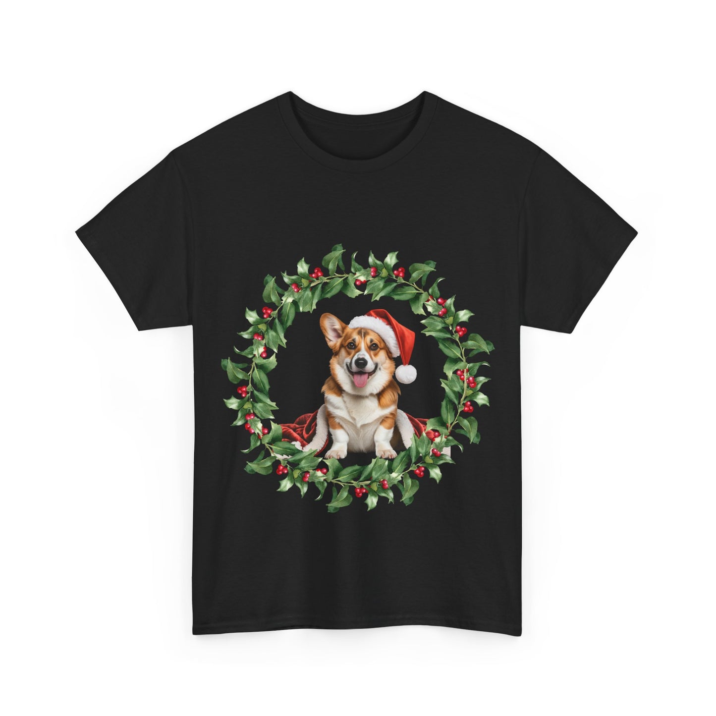 Corgi Christmas wreath T-Shirt, Festive Corgi Dog Christmas Tee, Cute Pet Lover Shirt, Holiday Apparel, Great Gift for Dog Owners