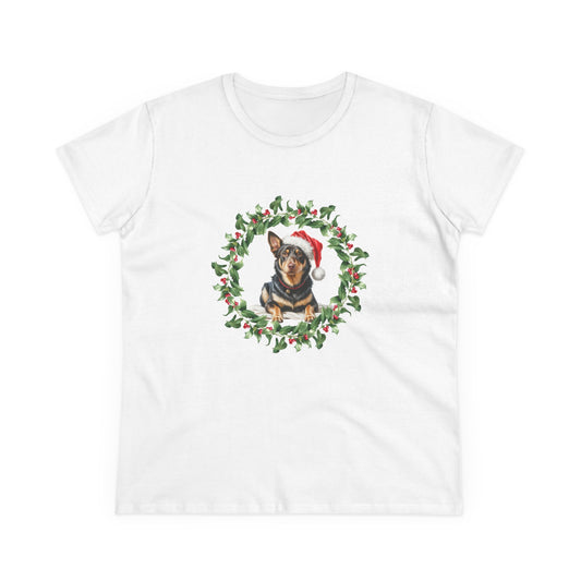 Kelpie wreath Christmas T-Shirt, Festive Kelpie Dog Christmas Tee, Cute Pet Lover Shirt, Holiday Apparel, Great Gift for Dog Owners