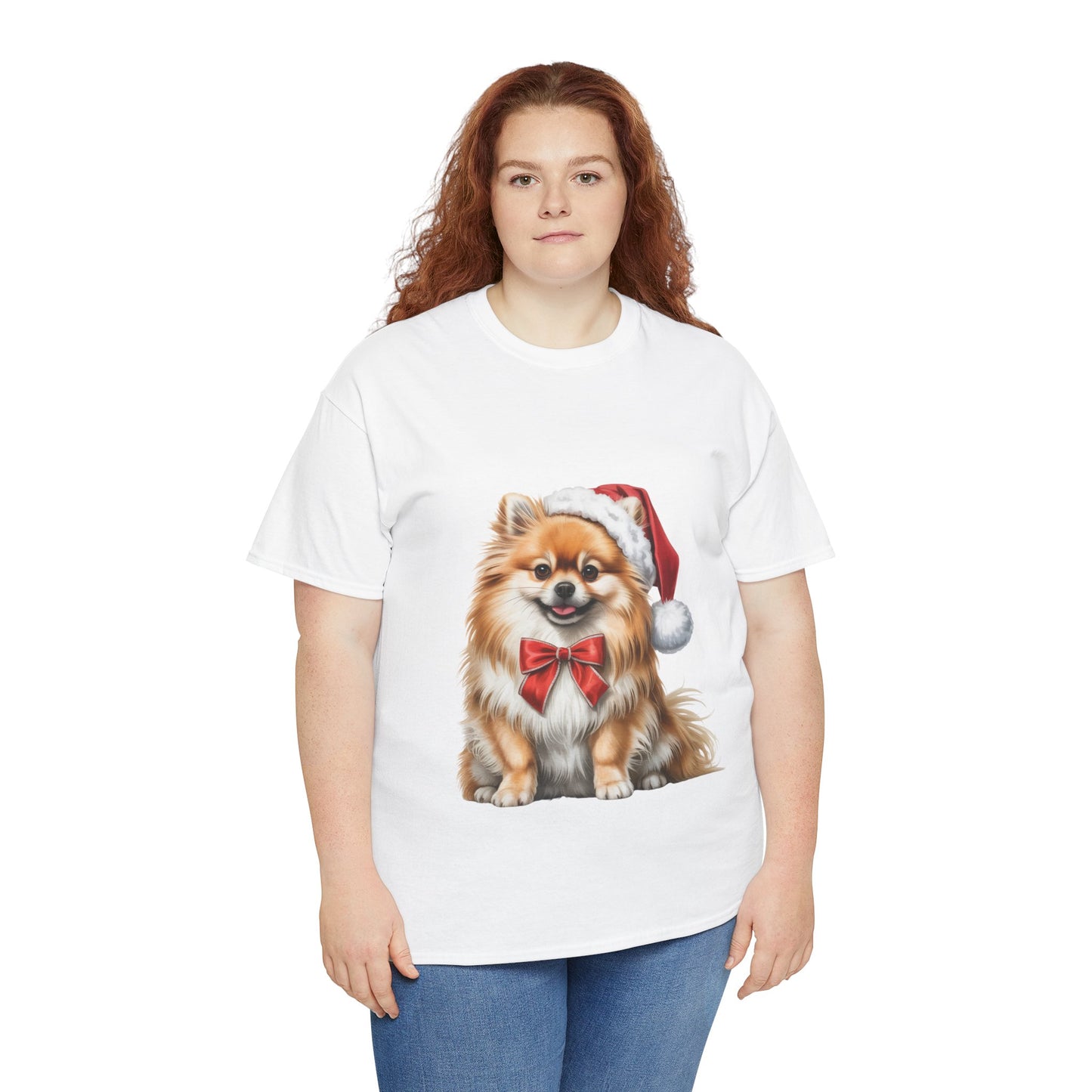 Pomeranian in Santa Hat Shirt T-Shirt, Festive Blue Heeler Dog Christmas Tee, Cute Pet Lover Shirt, Holiday Apparel, Great Gift for Dog Owners