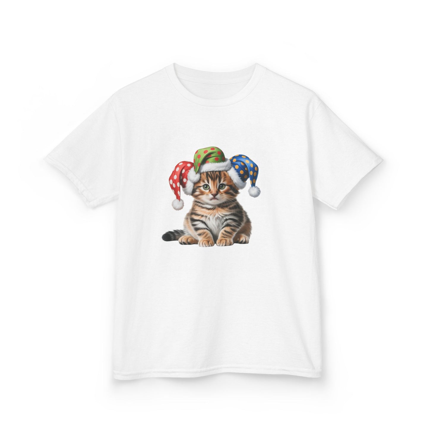 Kids Christmas Cat T-Shirt, Festive Cat Kids Christmas Tee, Cute Pet Lover Shirt, Holiday Apparel, Great Gift for Cat Owners