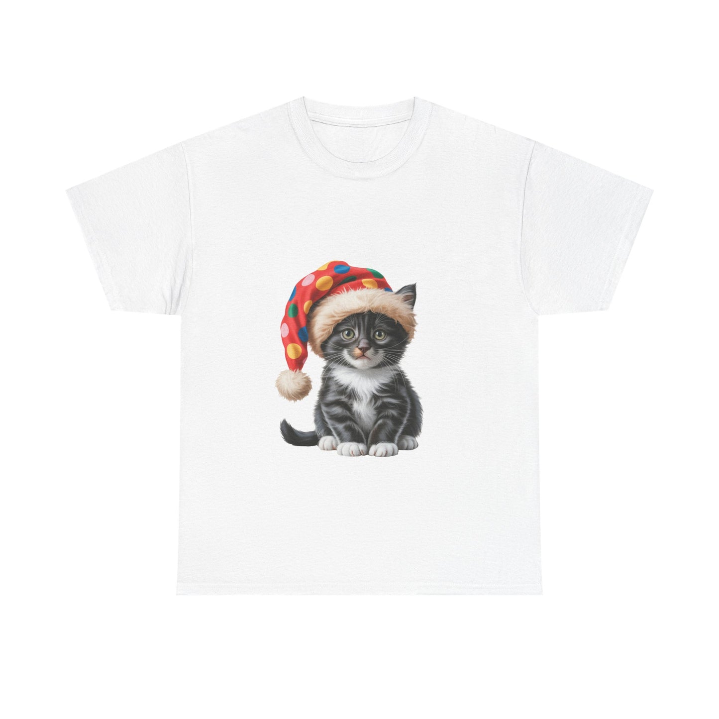 Kitten in Santa Hat T-Shirt - Cute Christmas Cat Holiday Tee