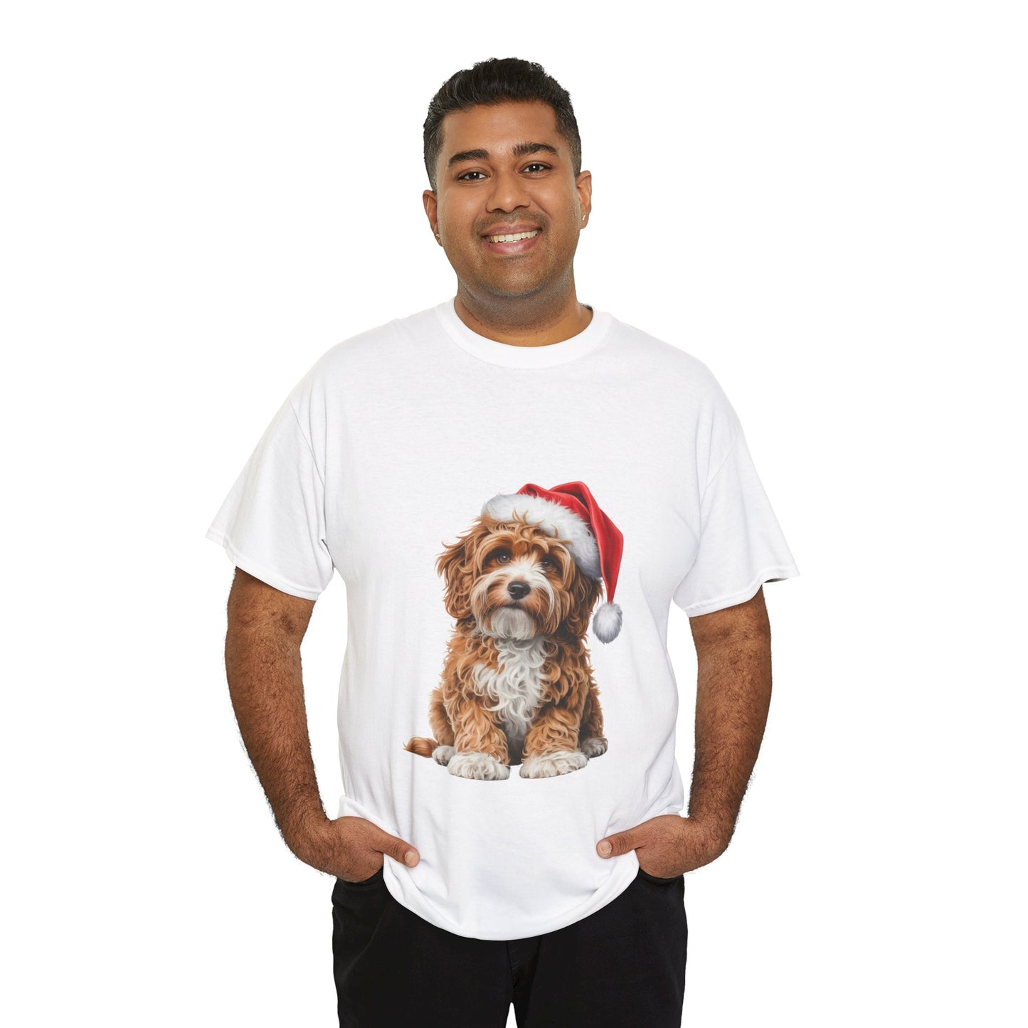 Christmas Puppy Tee — Dog in Santa Hat Holiday T-Shirt