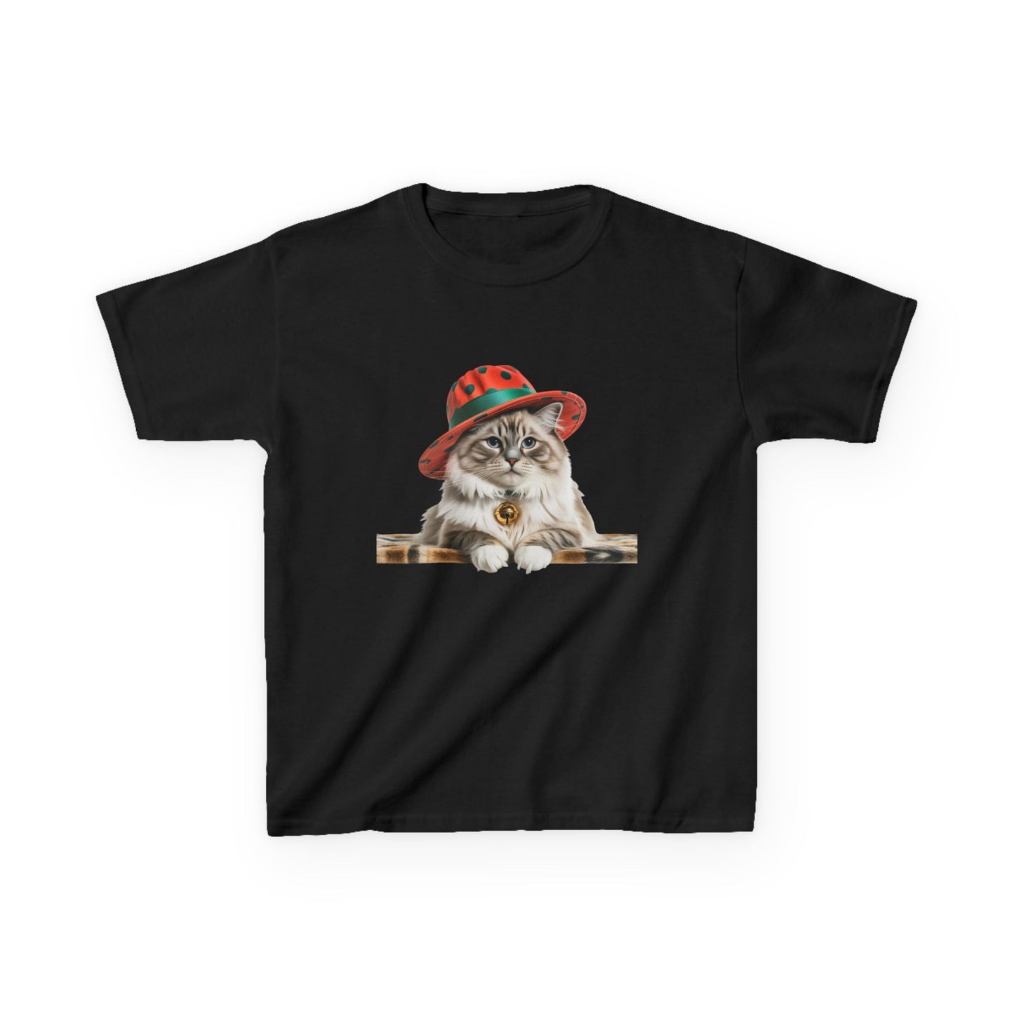 Kids Christmas Cat T-Shirt, Festive Cat Kids Christmas Tee, Cute Pet Lover Shirt, Holiday Apparel, Great Gift for Cat Owners