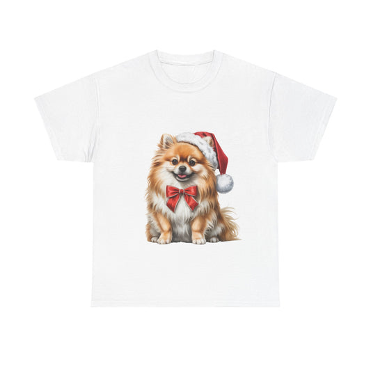 Pomeranian in Santa Hat Shirt T-Shirt, Festive Blue Heeler Dog Christmas Tee, Cute Pet Lover Shirt, Holiday Apparel, Great Gift for Dog Owners