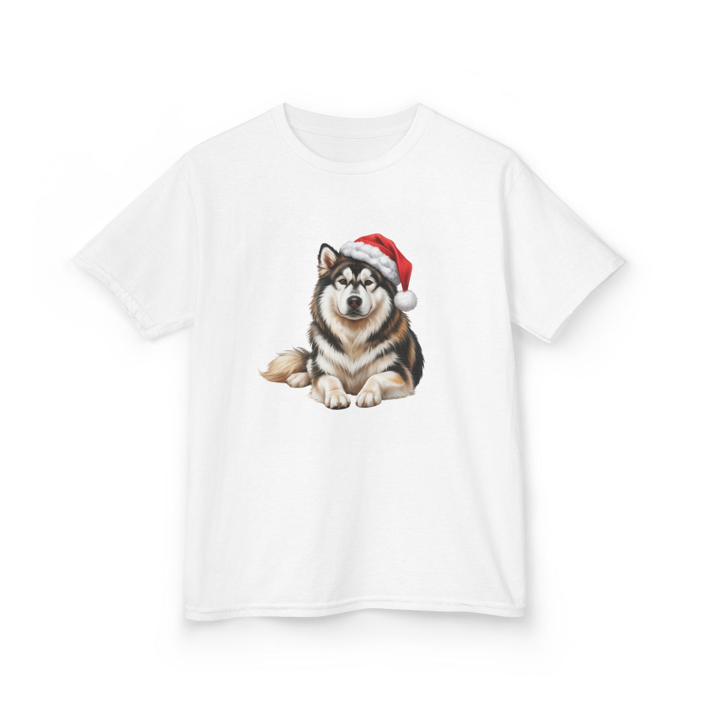 Kids Malamute (Alaskan Malamute) Christmas Dog T-Shirt, Festive Malamute (Alaskan Malamute) Dog Kids Christmas Tee, Cute Pet Lover Shirt, Holiday Apparel, Great Gift for Dog Owners