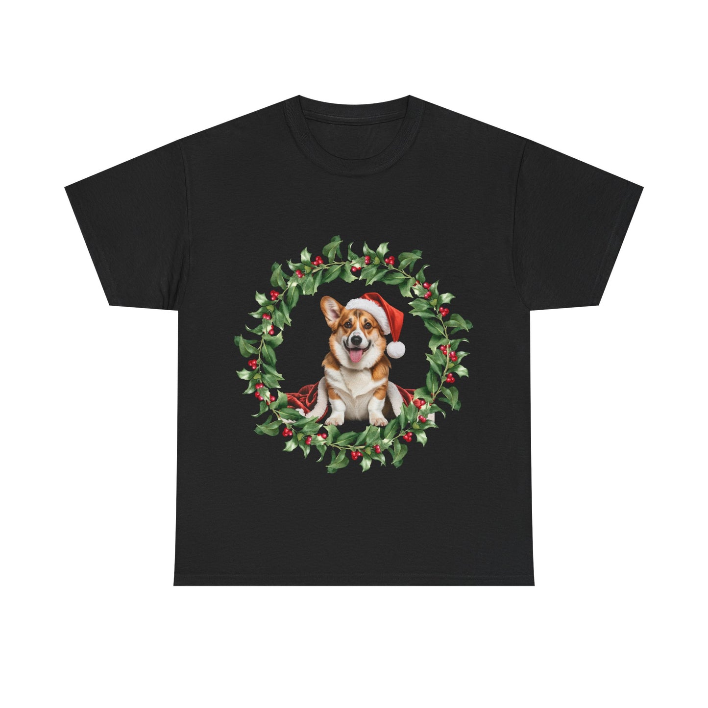 Corgi Christmas wreath T-Shirt, Festive Corgi Dog Christmas Tee, Cute Pet Lover Shirt, Holiday Apparel, Great Gift for Dog Owners