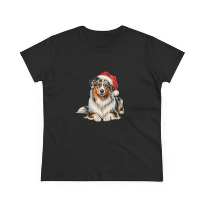 Santa's little Aussie Shepherd T-Shirt, Festive Aussie Shepherd Dog Christmas Tee, Cute Pet Lover Shirt, Holiday Apparel, Great Gift for Dog Owners, Preppy Style Top