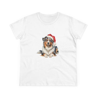 Santa's little Aussie Shepherd T-Shirt, Festive Aussie Shepherd Dog Christmas Tee, Cute Pet Lover Shirt, Holiday Apparel, Great Gift for Dog Owners, Preppy Style Top