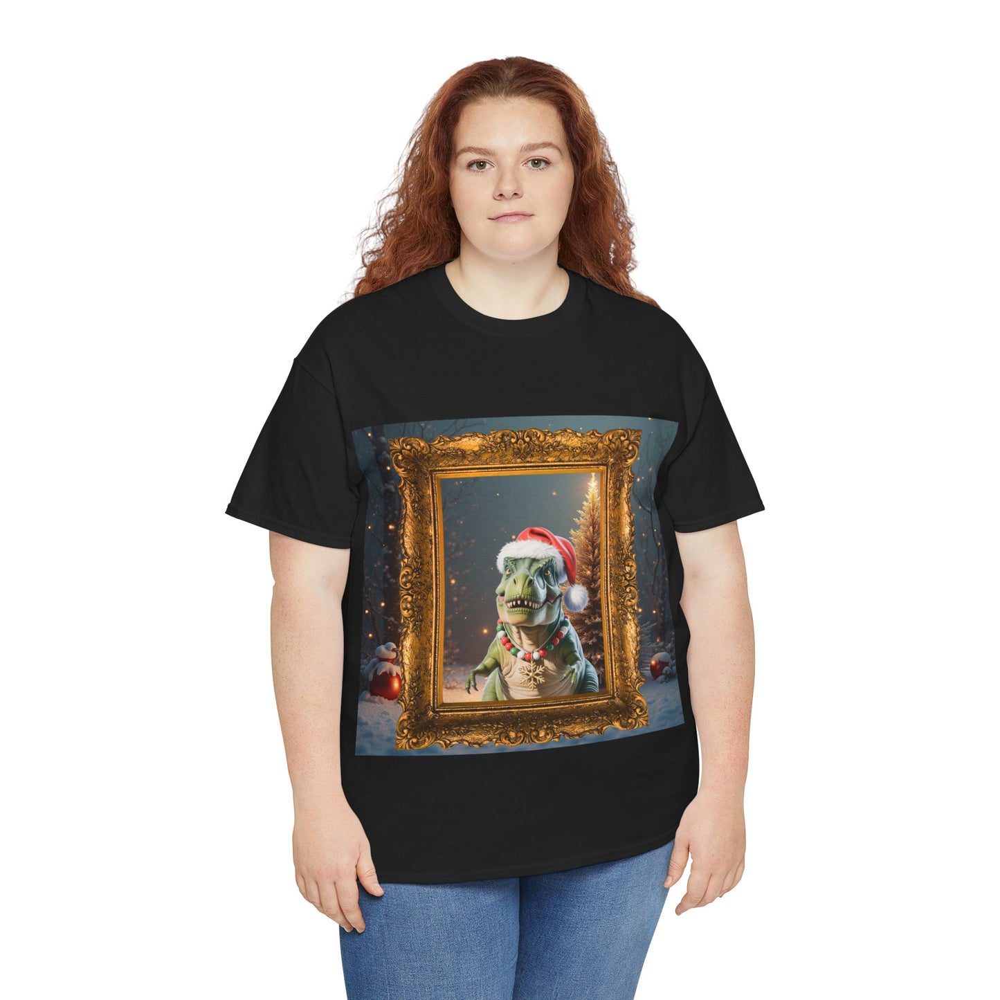 Christmas Dino Tee — Festive T-Rex in Santa Hat Graphic Shirt