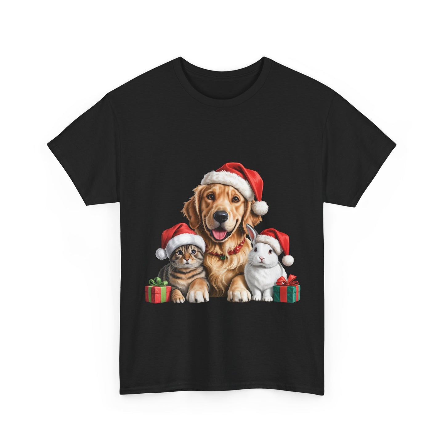 Furry Friends Christmas T-Shirt, Festive Labrador Tabby Rabbit Dog Christmas Tee, Cute Pet Lover Shirt, Holiday Apparel, Great Gift for Dog Owners