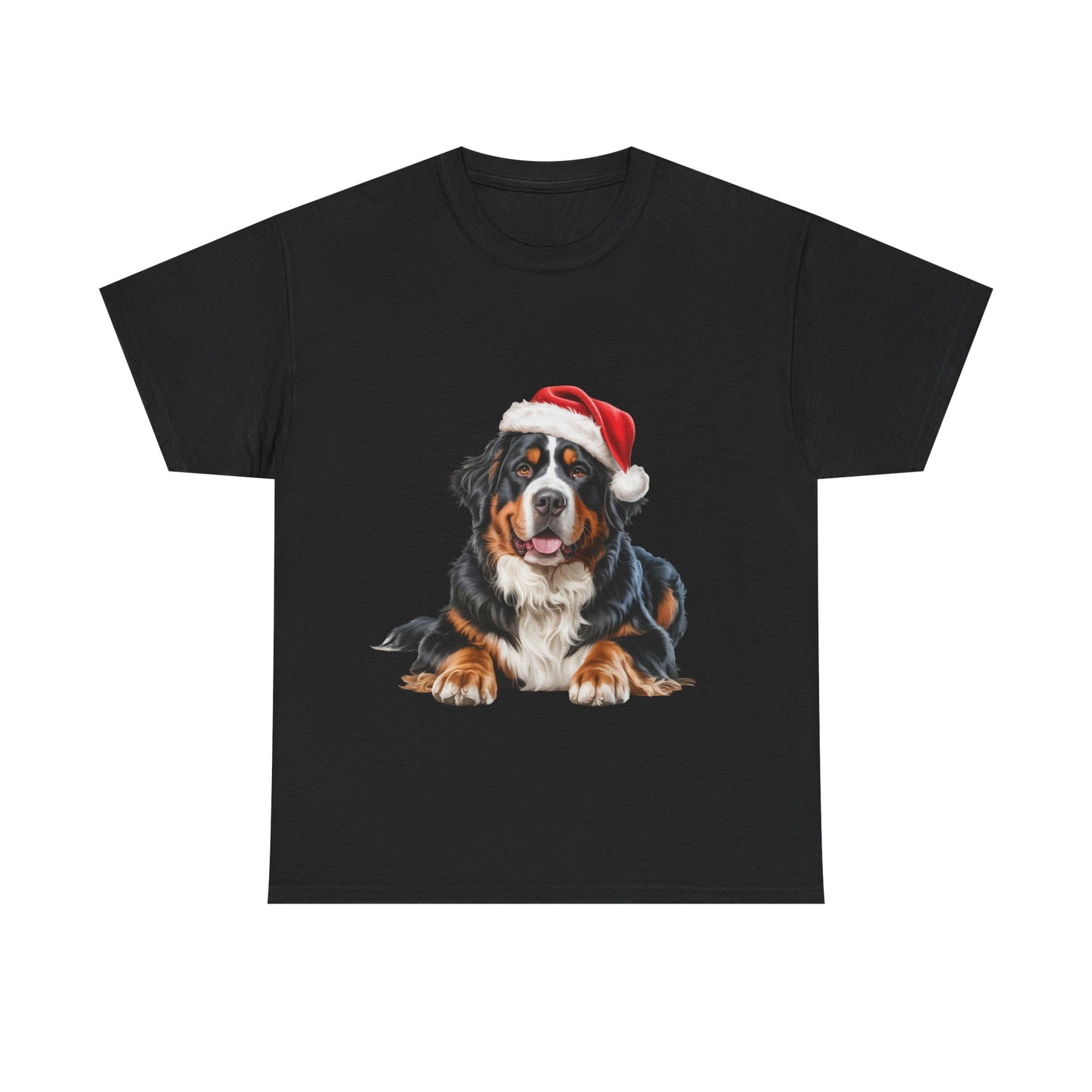 Custom Bernese Mountain Dog in Christmas hat.