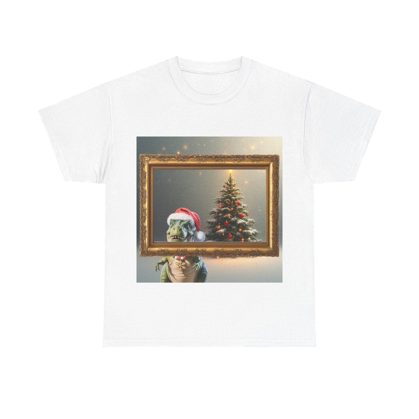 Christmas Dinosaur Portrait Tee — Santa Hat Dinosaur Christmas tree with Festive Tree