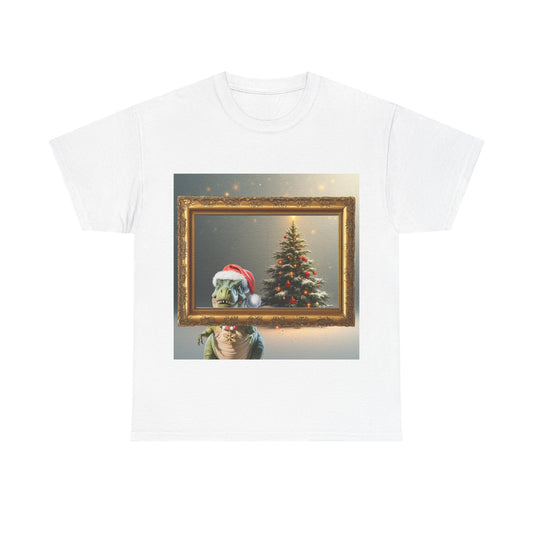 Christmas Dinosaur Portrait Tee — Santa Hat Dinosaur Christmas tree with Festive Tree