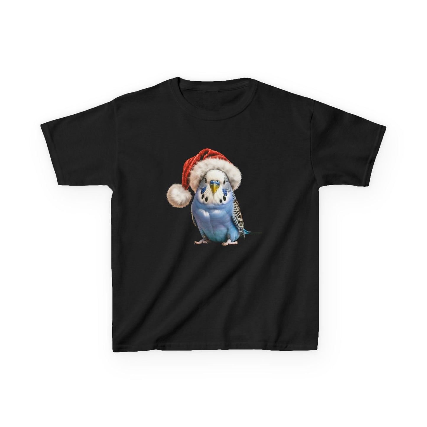 Kids Blue Budgie Christmas T-Shirt, Festive Budgie Kids Christmas Tee, Cute Pet Lover Shirt, Holiday Apparel, Great Gift for Pet Owners