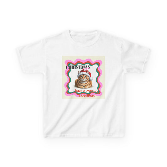Kids Ginger Cat Christmas Kids Tee with Fun Holiday Design