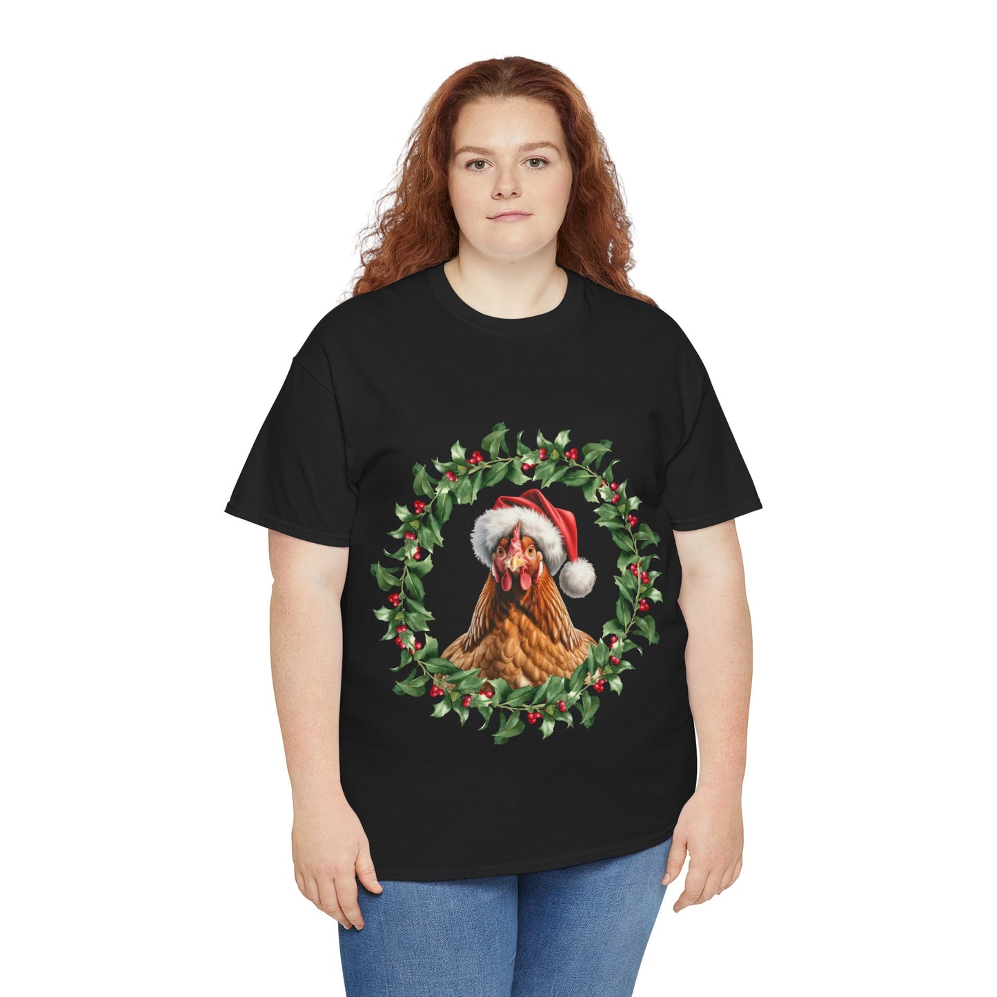 Christmas Chicken wreath T-Shirt – Holiday Farm Animal Lover Tee, Festive Poultry Shirt, Cute Chicken Xmas Gift, Nature Lover Apparel, Holiday Barnyard Shirt for Chicken Lovers