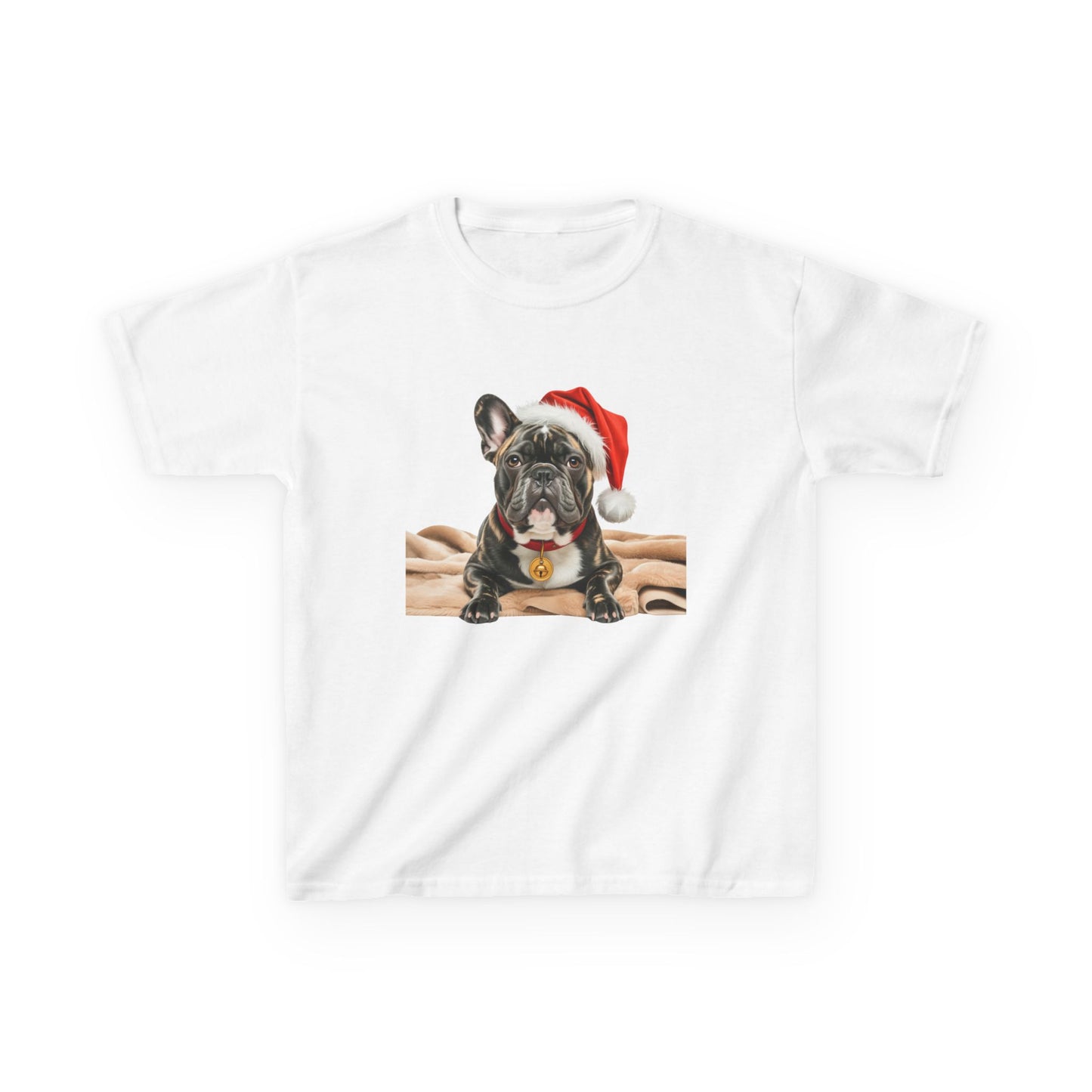 Kids French Bulldog (Frenchie) Christmas Dog T-Shirt, Festive French Bulldog (Frenchie) Dog Kids Christmas Tee, Cute Pet Lover Shirt, Holiday Apparel, Great Gift for Dog Owners