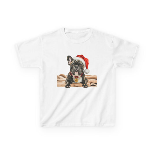 Kids French Bulldog (Frenchie) Christmas Dog T-Shirt, Festive French Bulldog (Frenchie) Dog Kids Christmas Tee, Cute Pet Lover Shirt, Holiday Apparel, Great Gift for Dog Owners