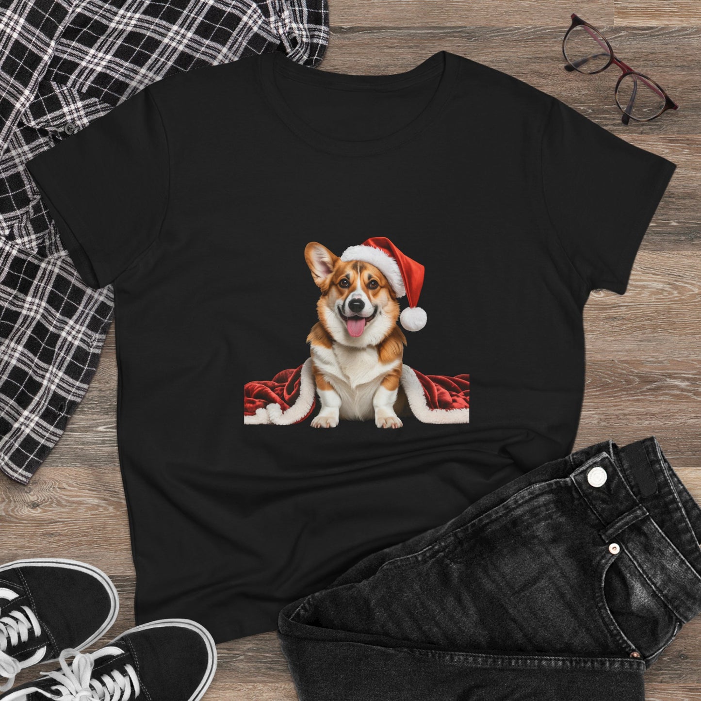Santa's little Corgi! T-Shirt, Festive Boxer Dog Christmas Tee, Cute Pet Lover Shirt, Holiday Apparel, Great Gift for Dog Owners, Preppy Style Top