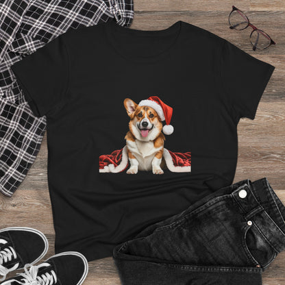 Santa's little Corgi! T-Shirt, Festive Boxer Dog Christmas Tee, Cute Pet Lover Shirt, Holiday Apparel, Great Gift for Dog Owners, Preppy Style Top