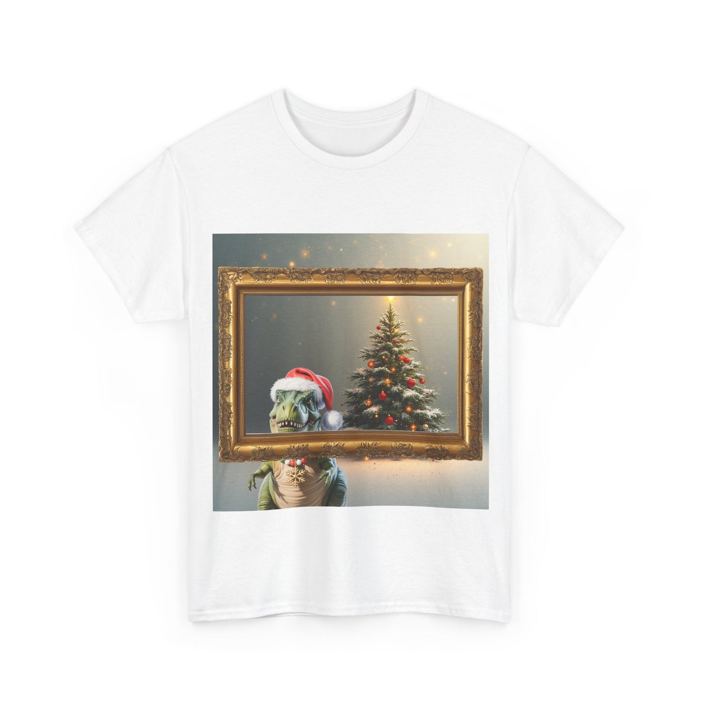 Christmas Dinosaur Portrait Tee — Santa Hat Dinosaur Christmas tree with Festive Tree