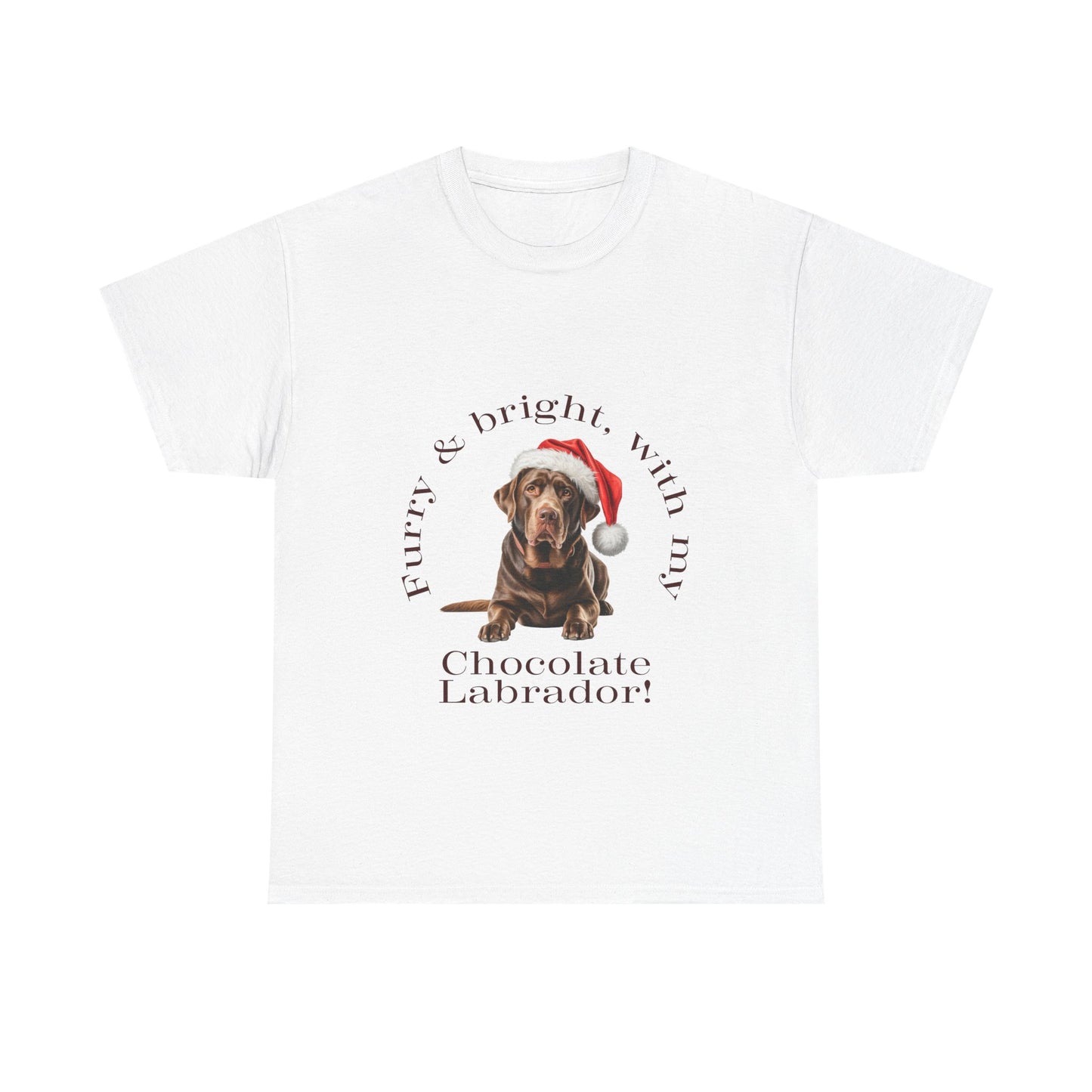 Furry & Bright with my Chocolate Labrador T-Shirt, Festive Choccie Lab Dog Christmas Tee, Cute Pet Lover Shirt, Holiday Apparel, Great Gift for Dog Owners
