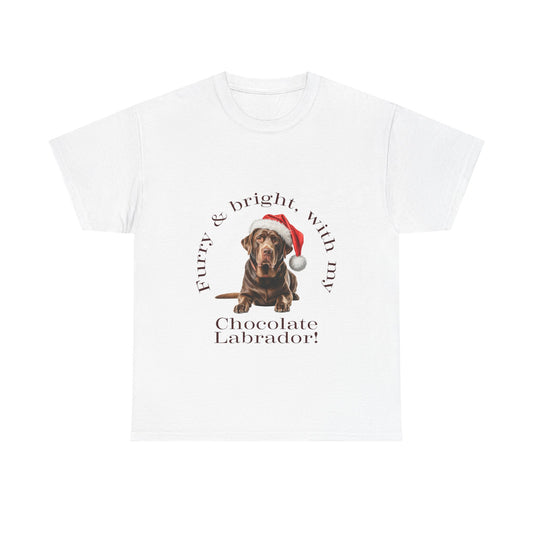 Furry & Bright with my Chocolate Labrador T-Shirt, Festive Choccie Lab Dog Christmas Tee, Cute Pet Lover Shirt, Holiday Apparel, Great Gift for Dog Owners