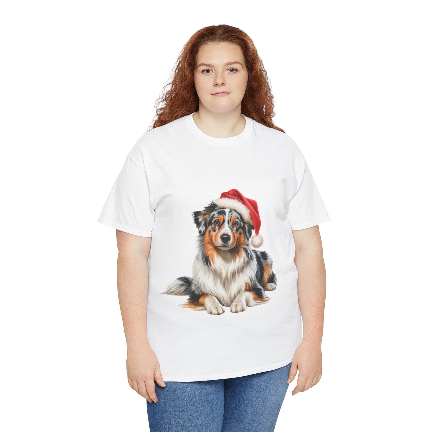 Santa's little Aussie Shepherd T-Shirt, Festive Aussie Shepherd Dog Christmas Tee, Cute Pet Lover Shirt, Holiday Apparel, Great Gift for Dog Owners, Preppy Style Top