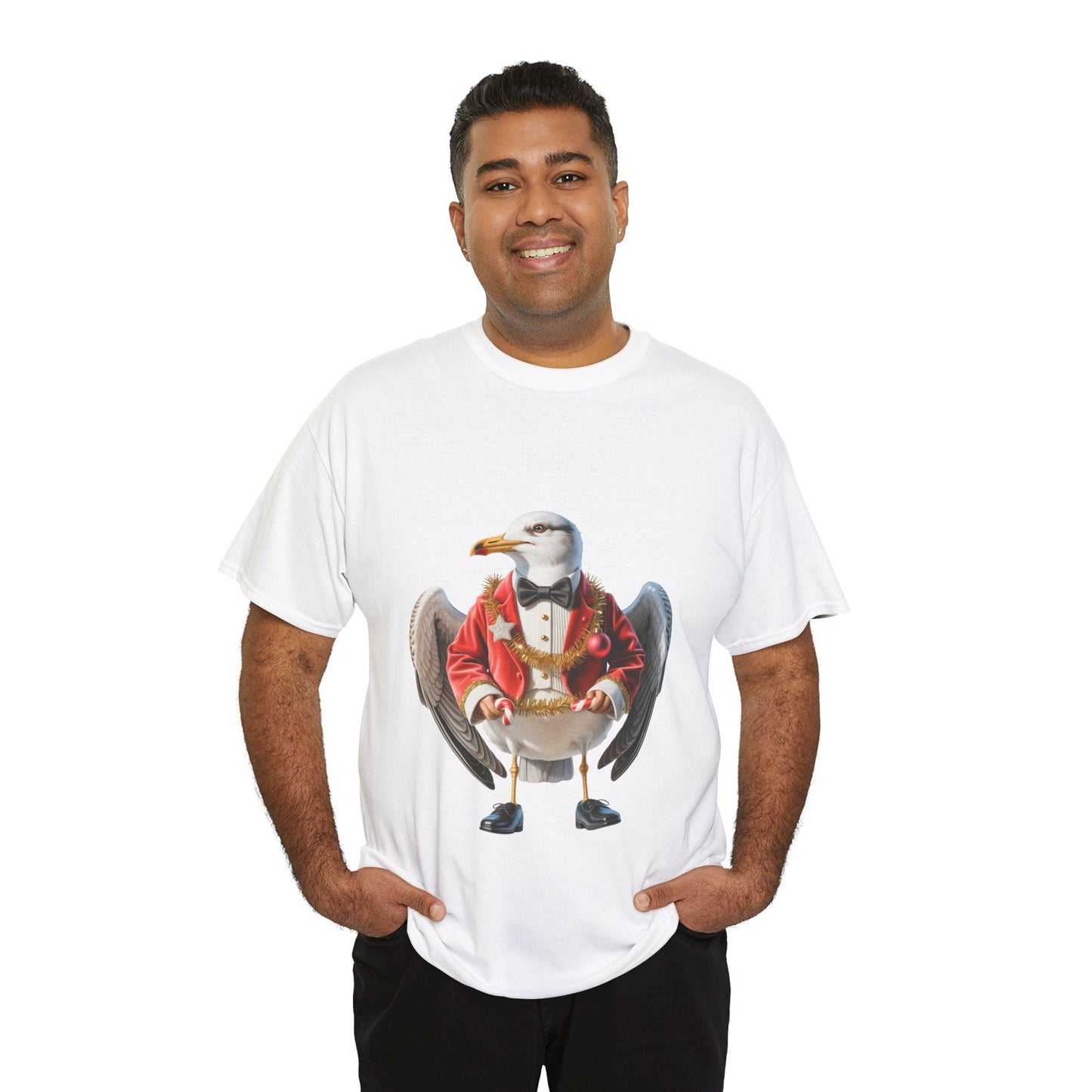 Seagull Christmas T‑Shirt — Dapper ChristmasSeagull in Red Jacket Graphic Tee