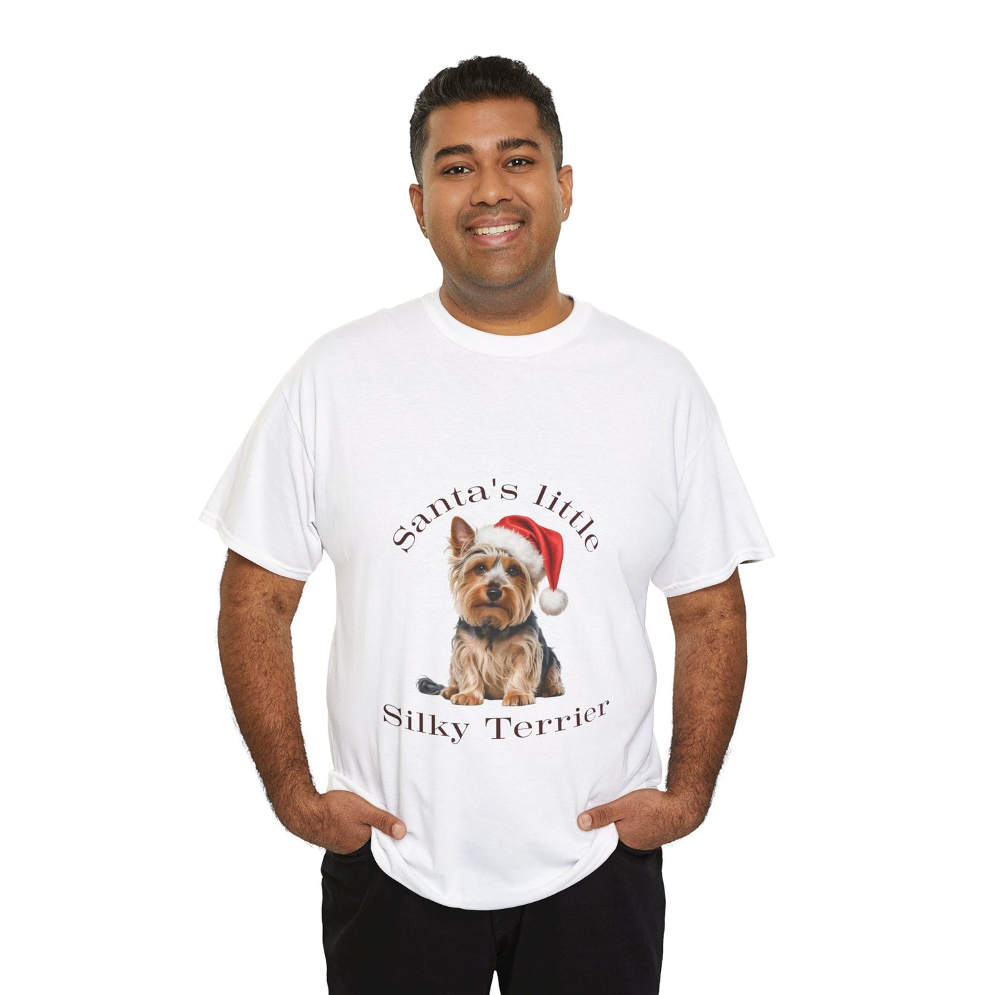 Santa's little Silky Terrier T-Shirt, Festive Silky Terrier Dog Christmas Tee, Cute Pet Lover Shirt, Holiday Apparel, Great Gift for Dog Owners