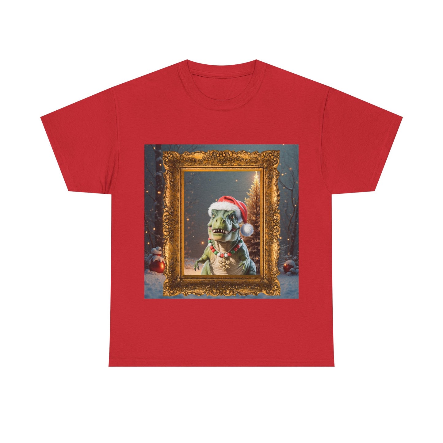 Christmas Dino Tee — Festive T-Rex in Santa Hat Graphic Shirt