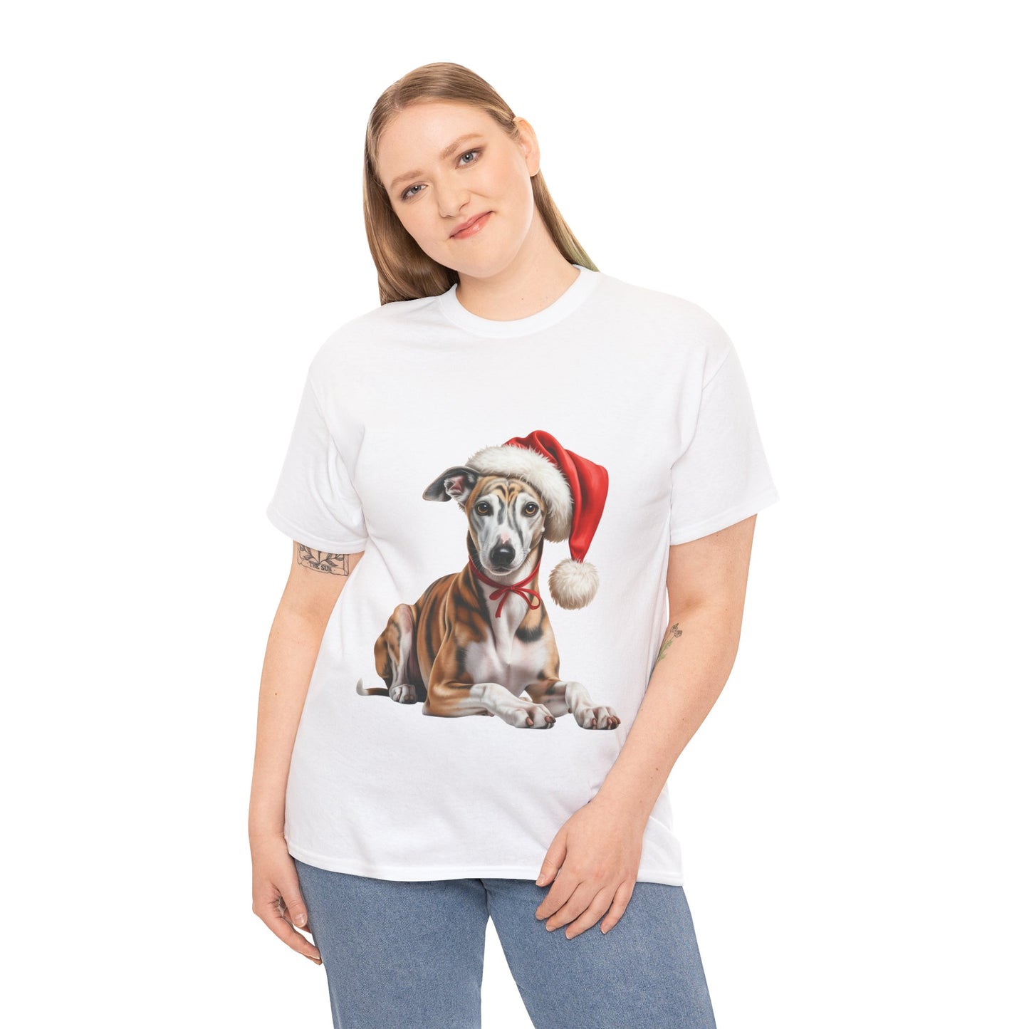 Merry Greyhound-mas T-Shirt, Festive Greyhound Dog Christmas Tee, Cute Pet Lover Shirt, Holiday Apparel, Great Gift for Dog Owners