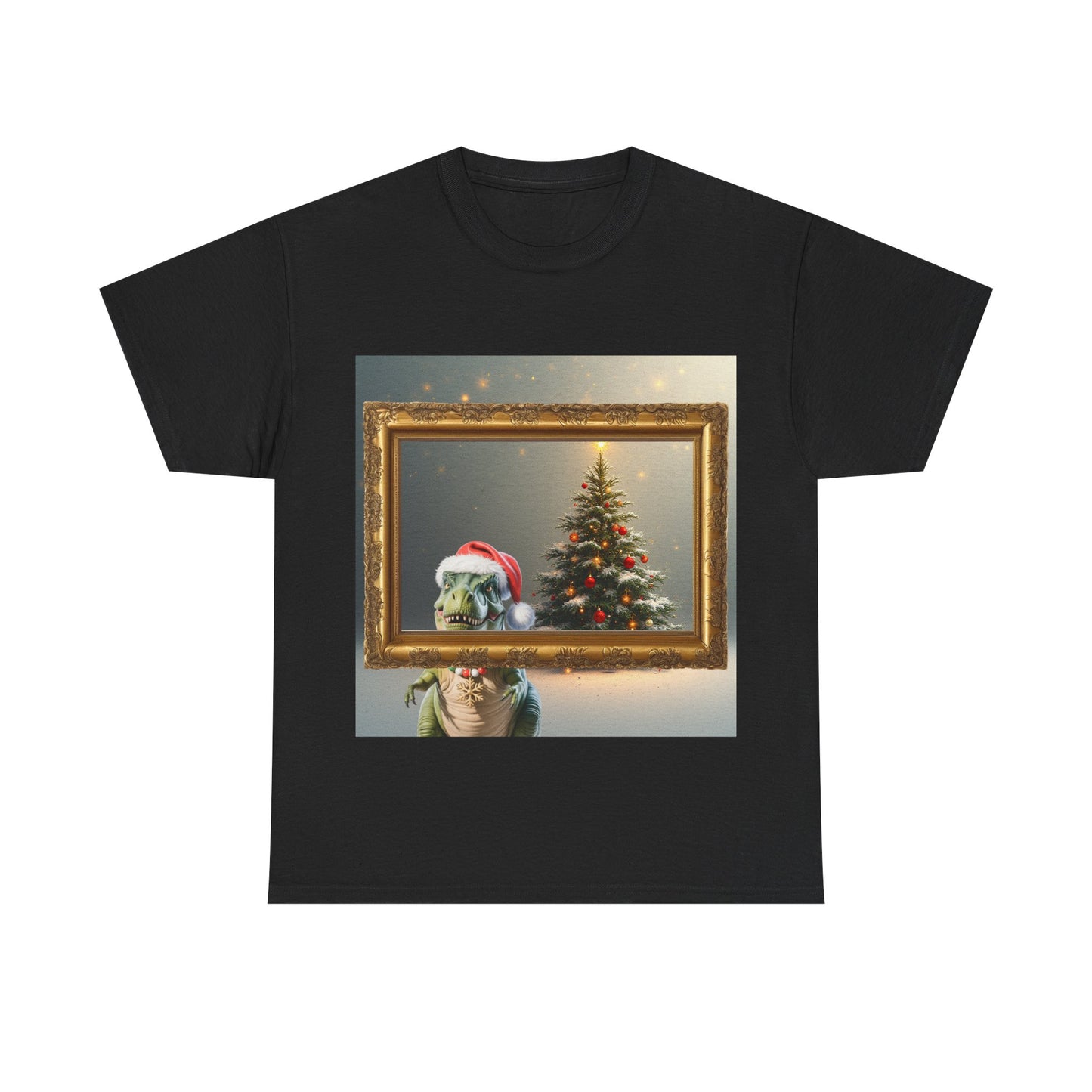 Christmas Dinosaur Portrait Tee — Santa Hat Dinosaur Christmas tree with Festive Tree